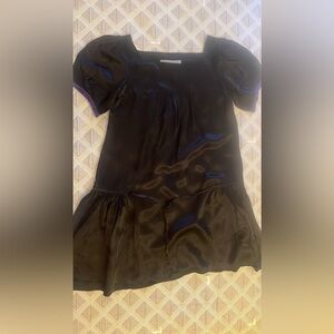 Zara Black Satin Dress with purple sleeve detail size S